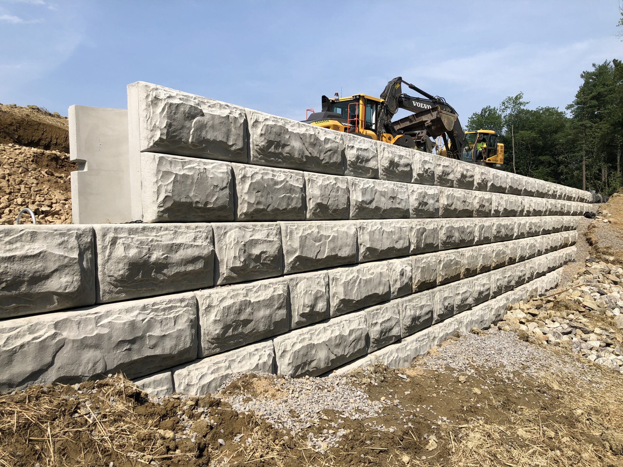 concrete retaining wall being built