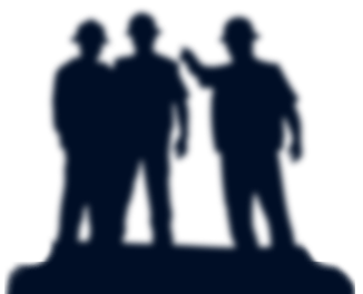 a silhouette of three construction workers